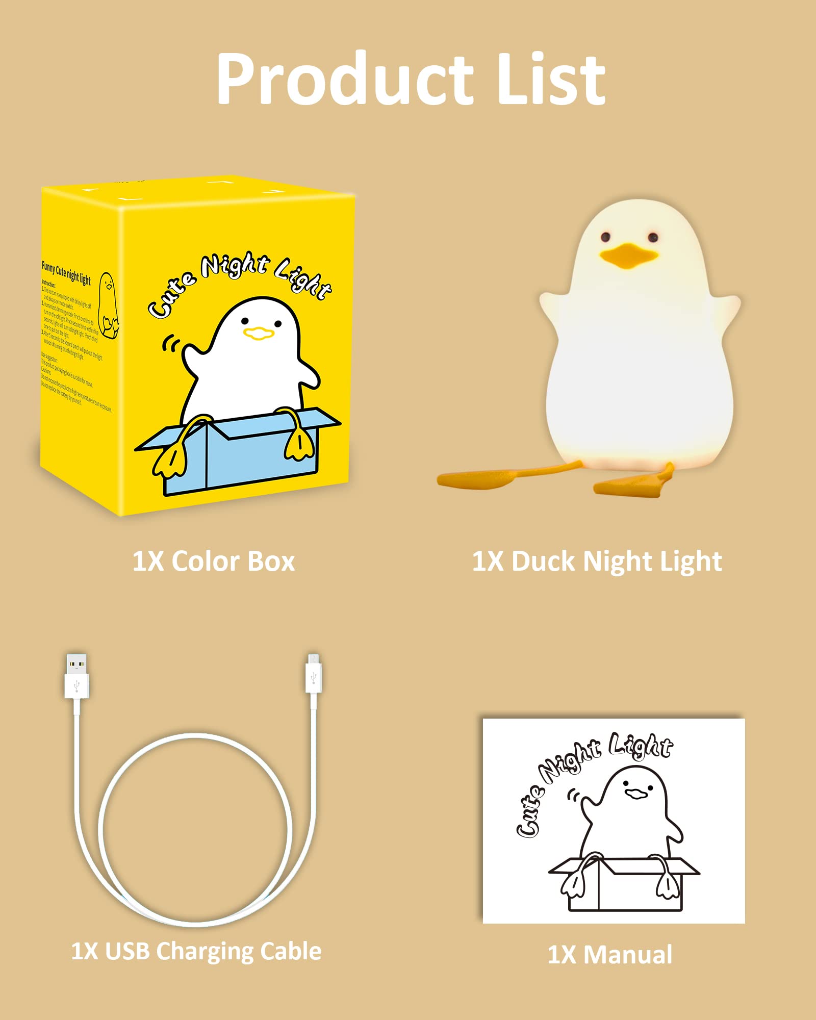 Attivolife duck night light portable bedside companion
