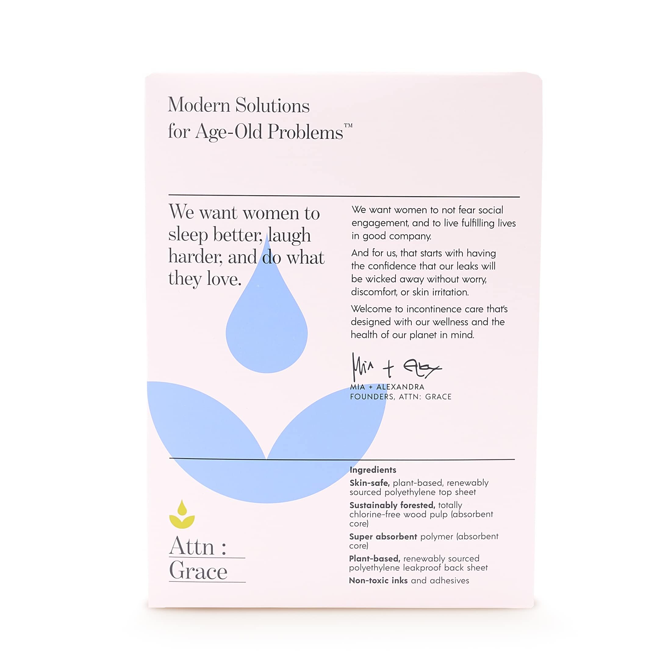 ATTN Grace light-absorbency liner closeup showing soft top sheet for sensitive skin.