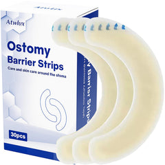 Atwlux ostomy barrier strips with elastic seal for secure daily fit.