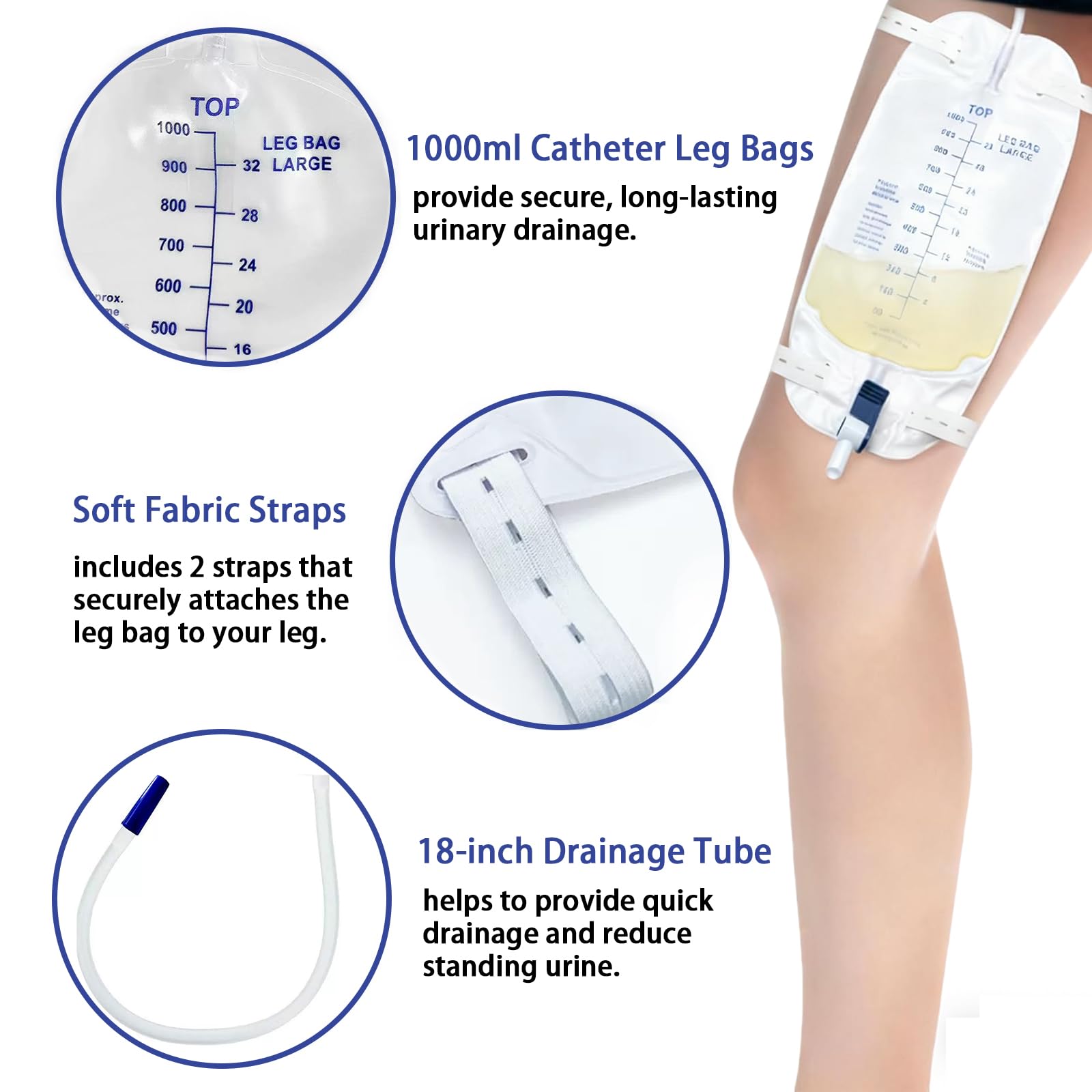 Atwlux urinary leg bag anti-reflux valve prevents backflow for hygienic drainage