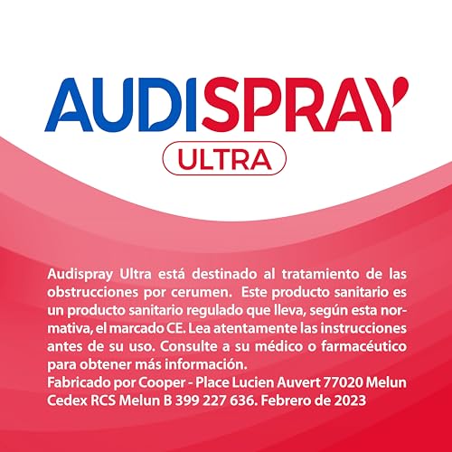Audispray Ultra safety label communicates usage notes for handling.