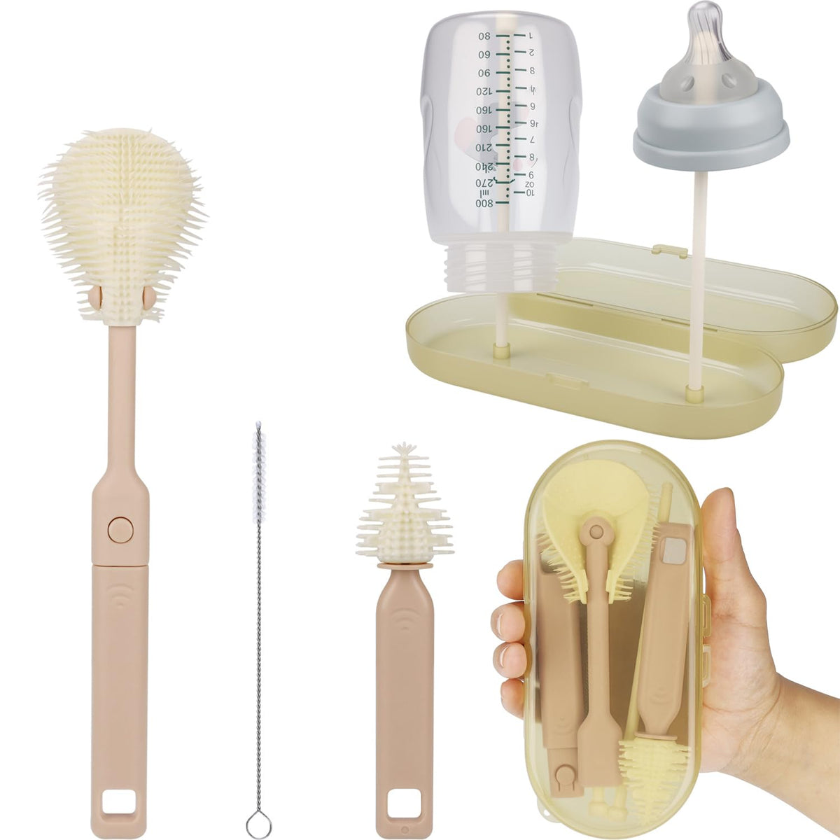 Auerllcy large bottle brush enables thorough, scratch-free bottle cleaning