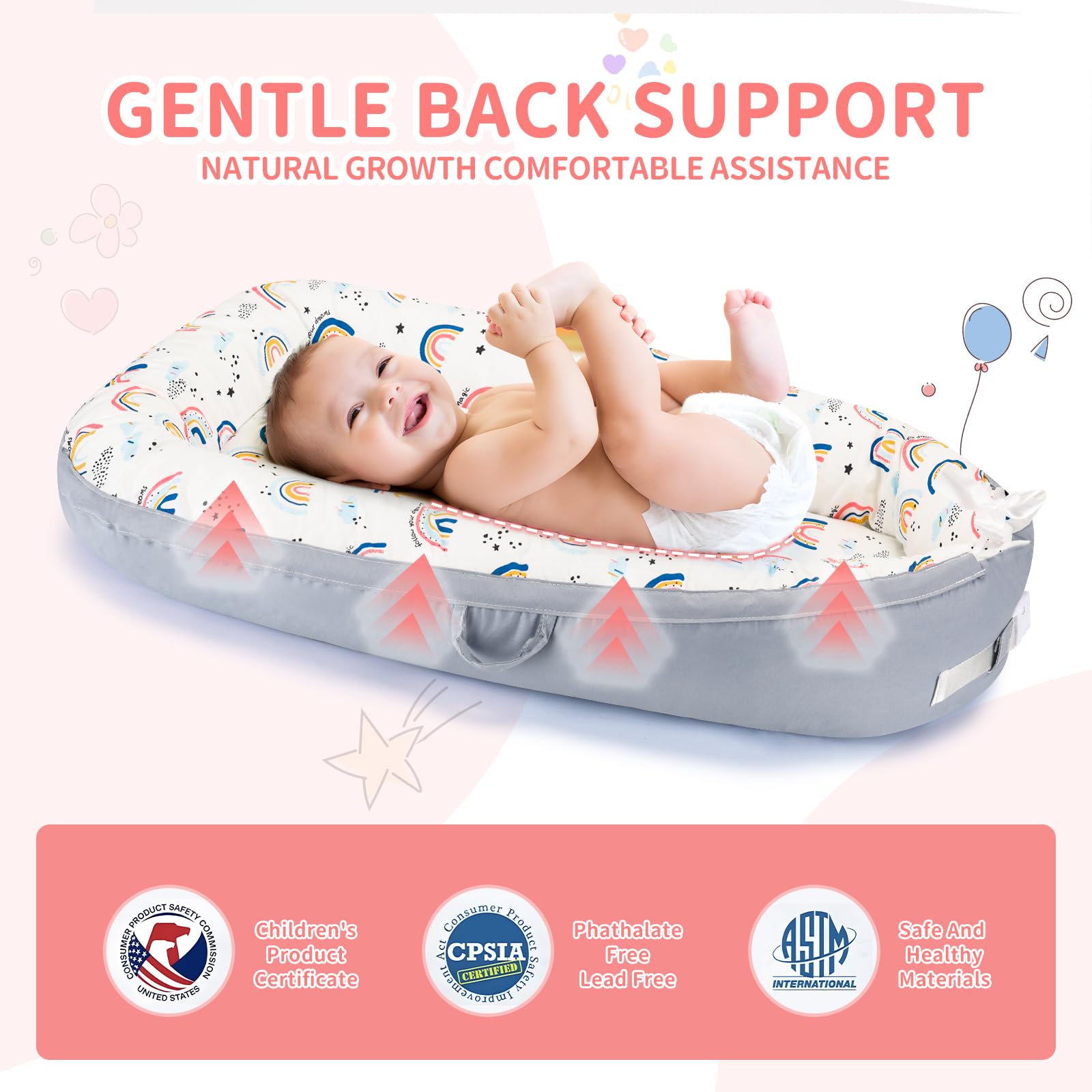 Aufona baby nest used on sofa or floor for versatile supervised lounging.
