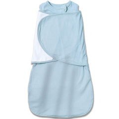 AugTwig sleep sack swaddle cyan front view, breathable cotton for safe, cozy naps.