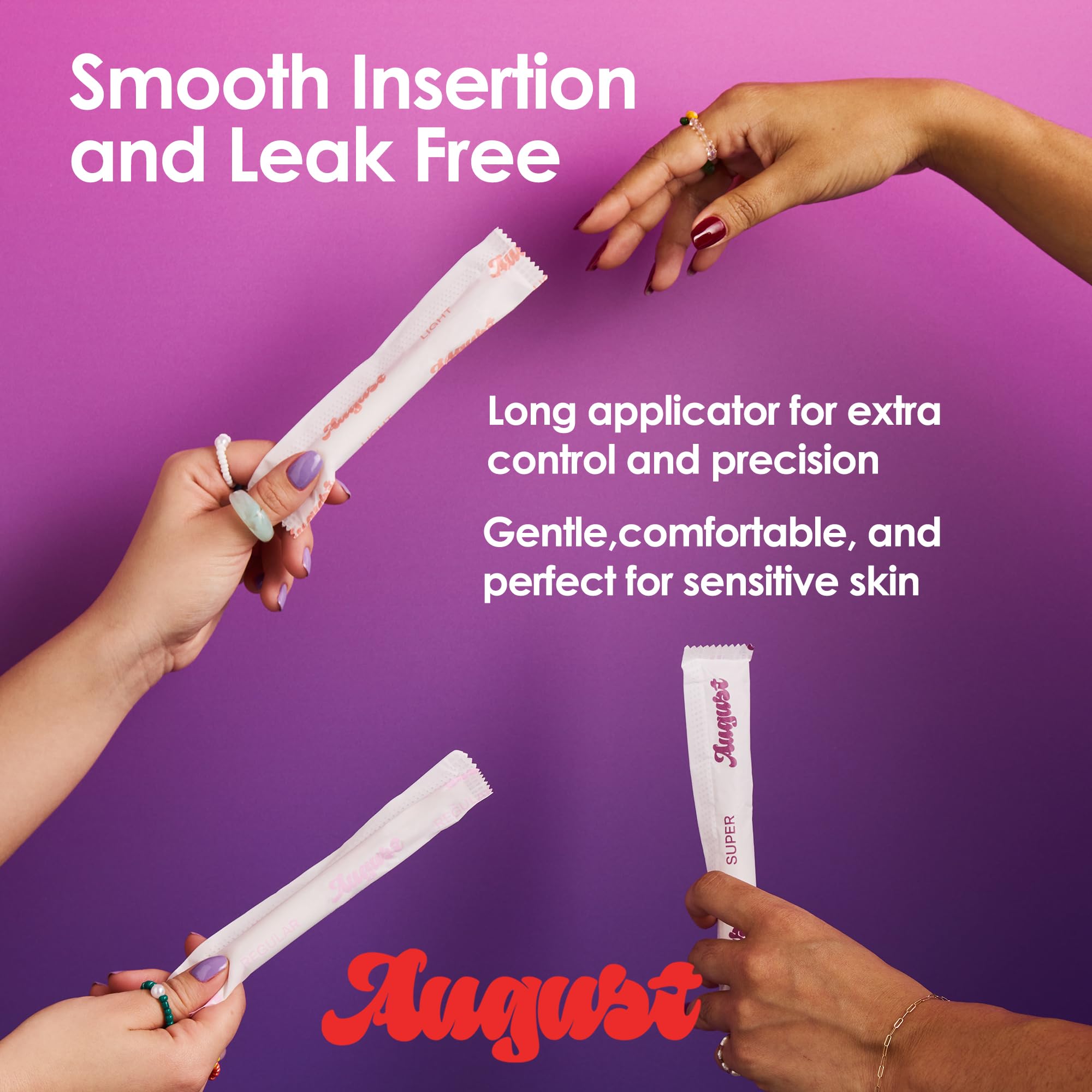 August Light Tampons provide reliable leak protection on lighter days.