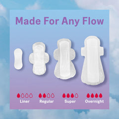 August Organic Panty Liners comfort core features chlorine-free materials for sensitive skin.