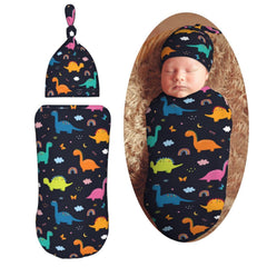 AuHomea dinosaurs and clouds swaddle bag provides soft, secure newborn comfort.