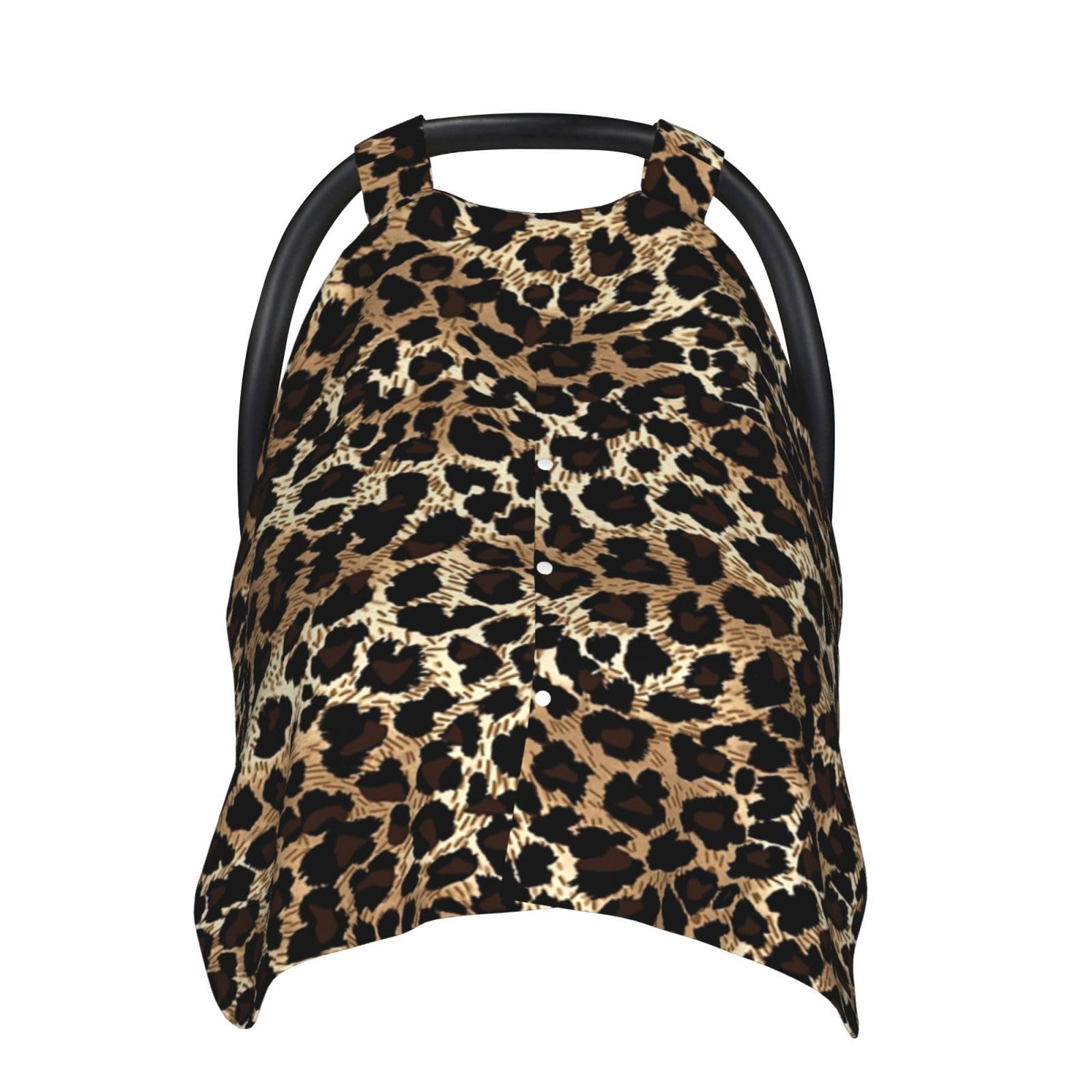 AuHomea hipster leopard car seat canopy front view with sun protection for baby.