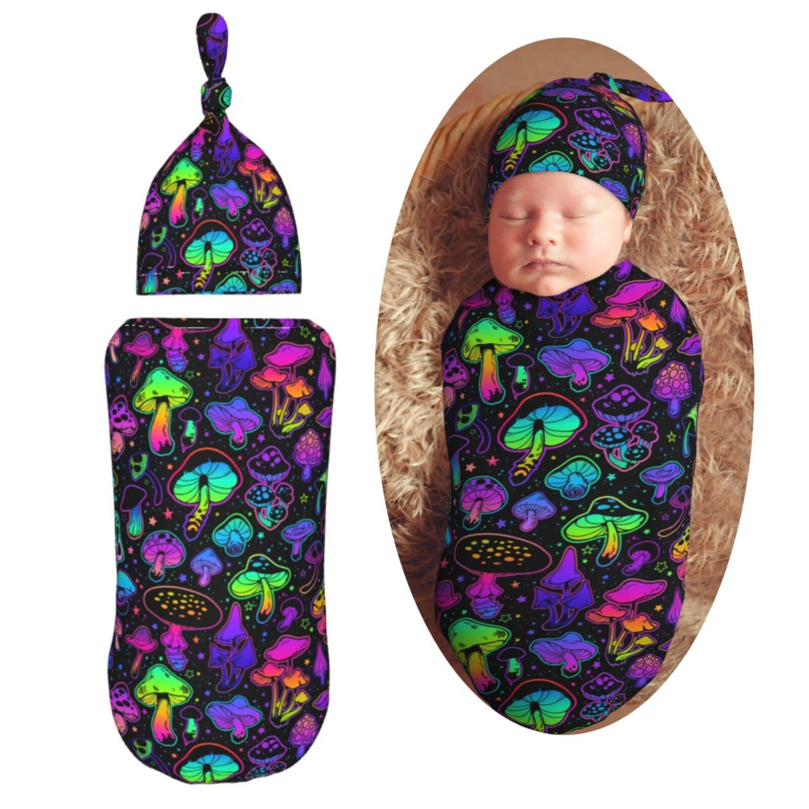 AuHomea mushroom newborn swaddle blanket fabric texture for gentle touch
