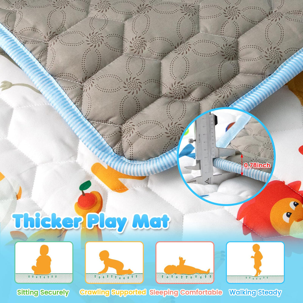 Aukdin Animal Alphabet pattern on the mat stimulates visual learning.