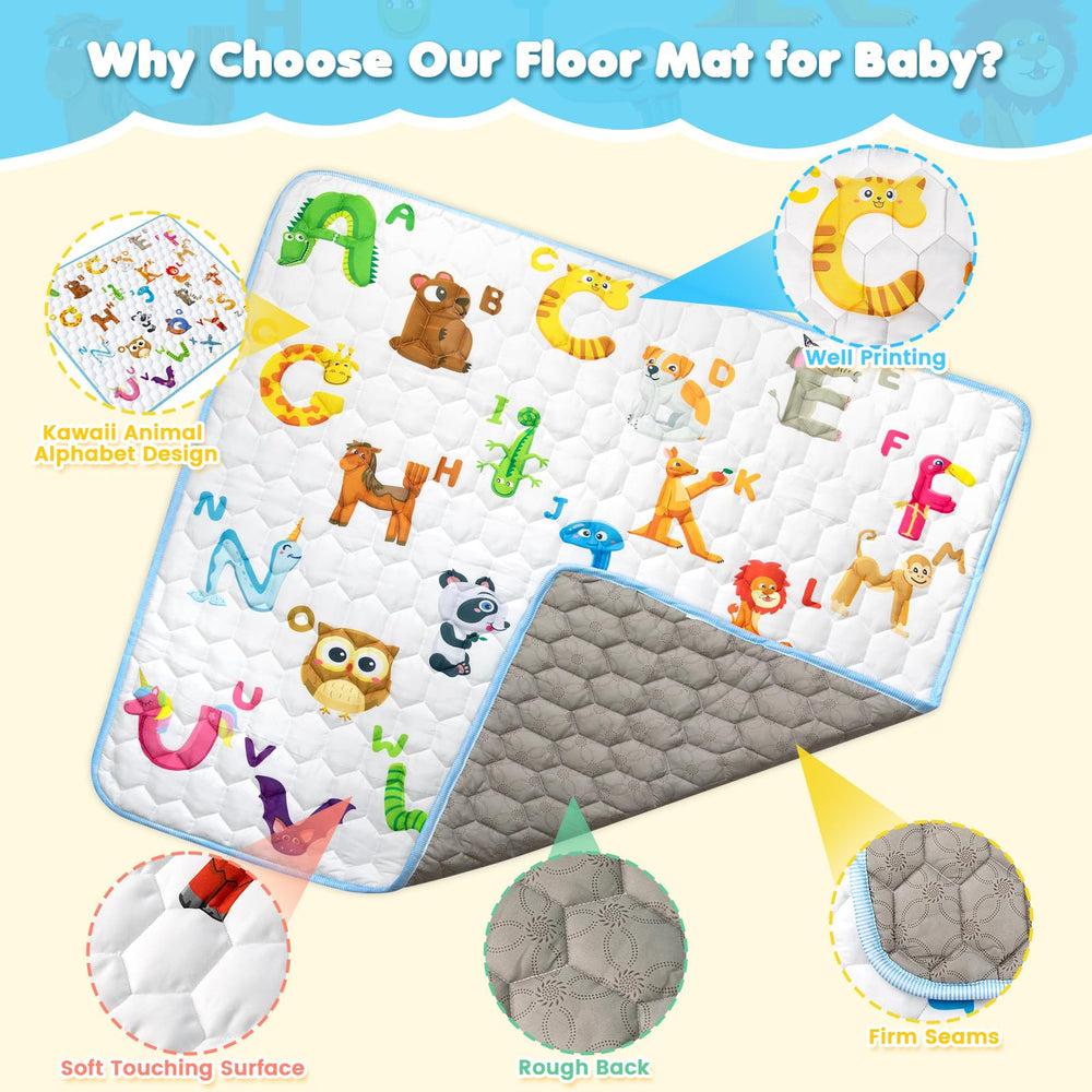 Aukdin foldable and machine-washable play mat for easy cleaning.