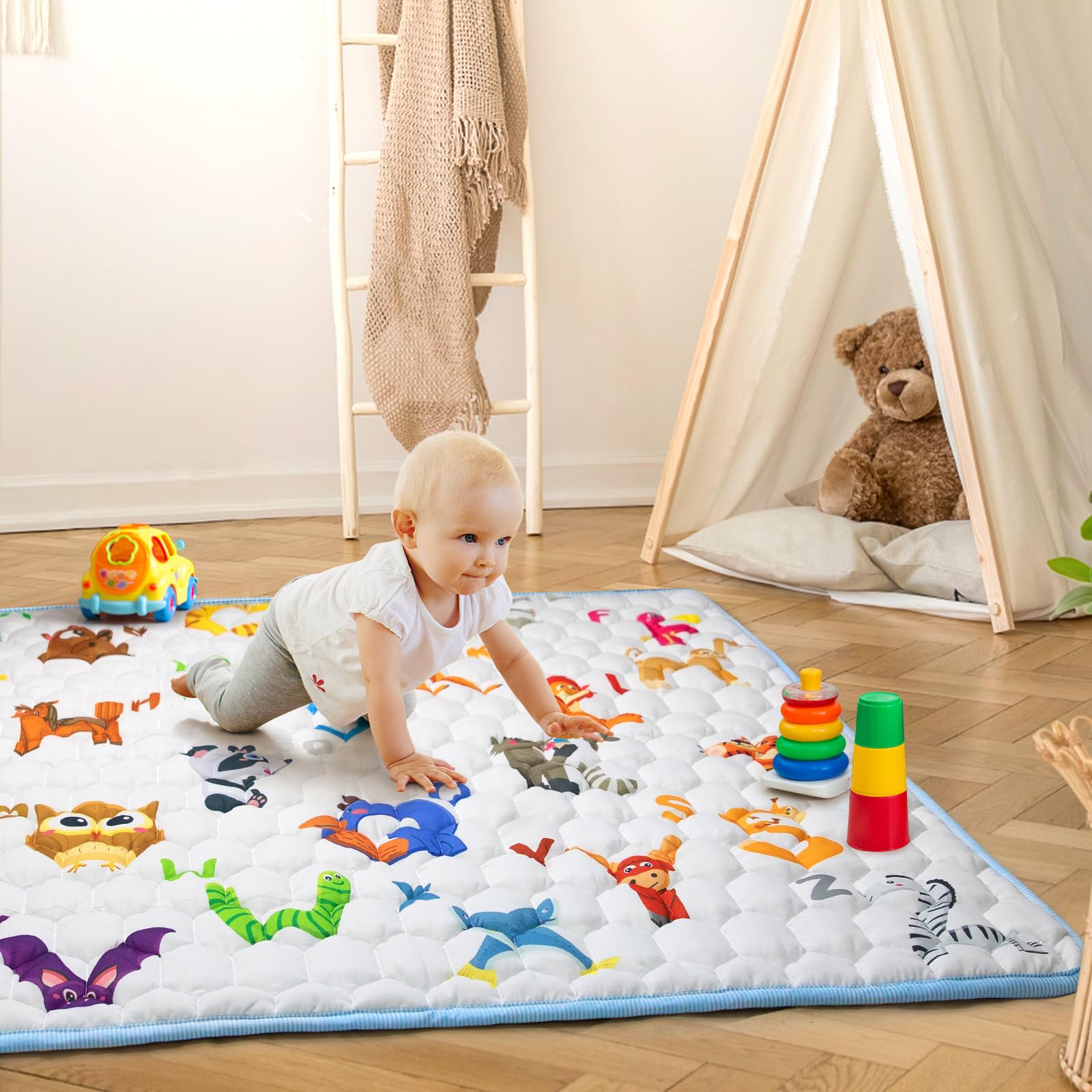 Aukdin one-piece crawling mat ideal for tummy time and movement.
