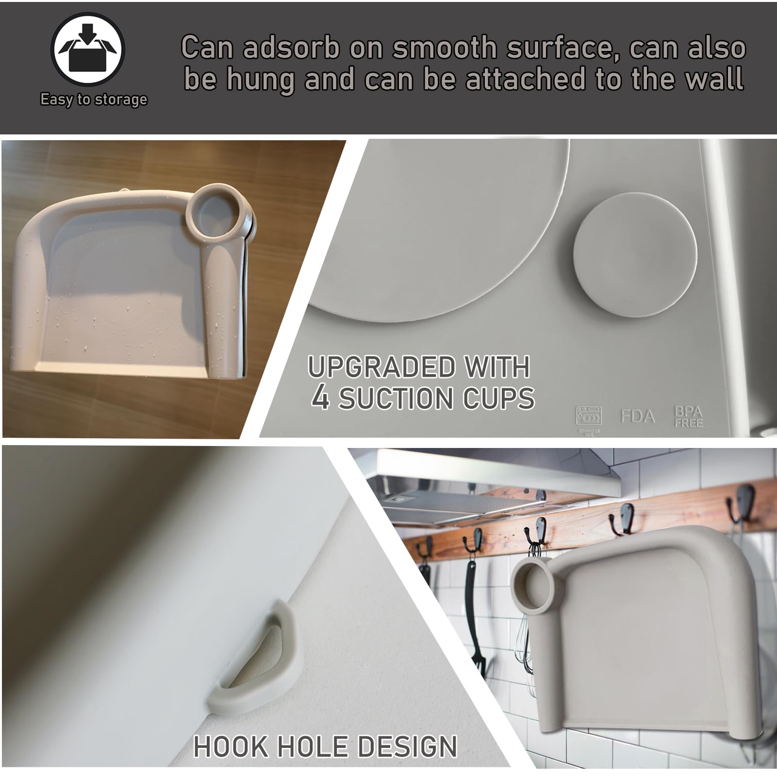 AukeyStar BPA-free silicone tray protects surfaces during meals.
