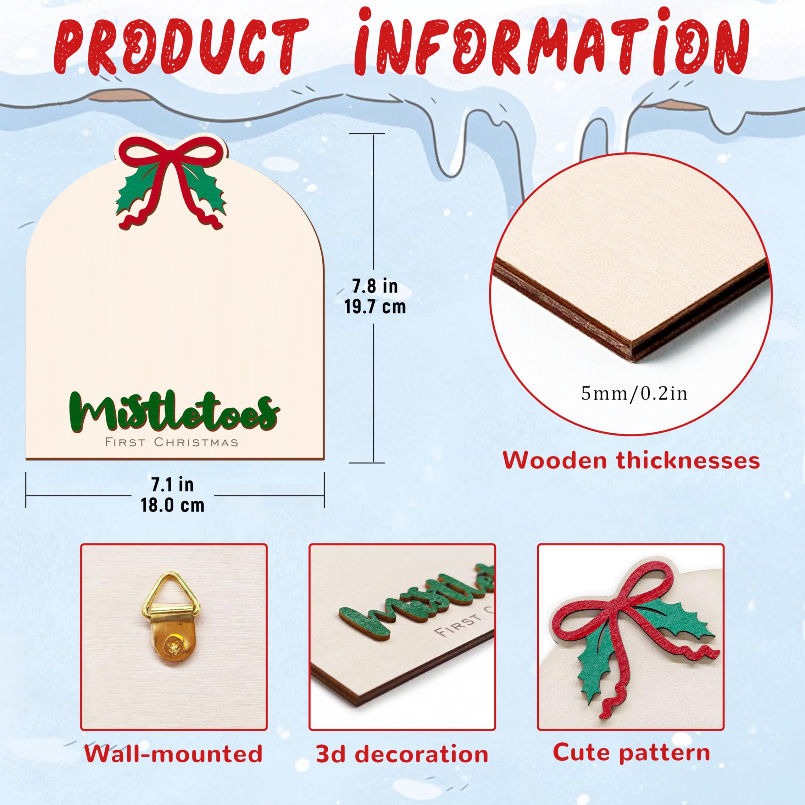aukolass mistletoes wooden sign offers easy DIY newborn footprint display.
