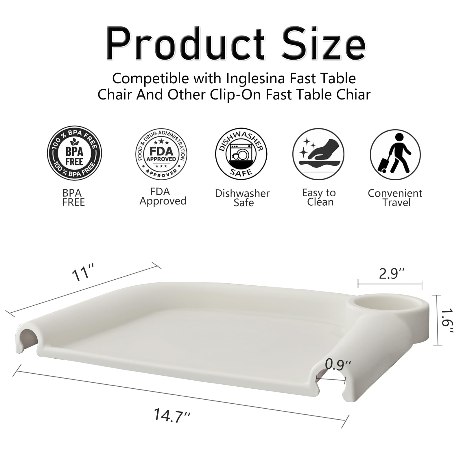 AukeyStar suction cups secure the tray on smooth surfaces, preventing sliding during feeding.