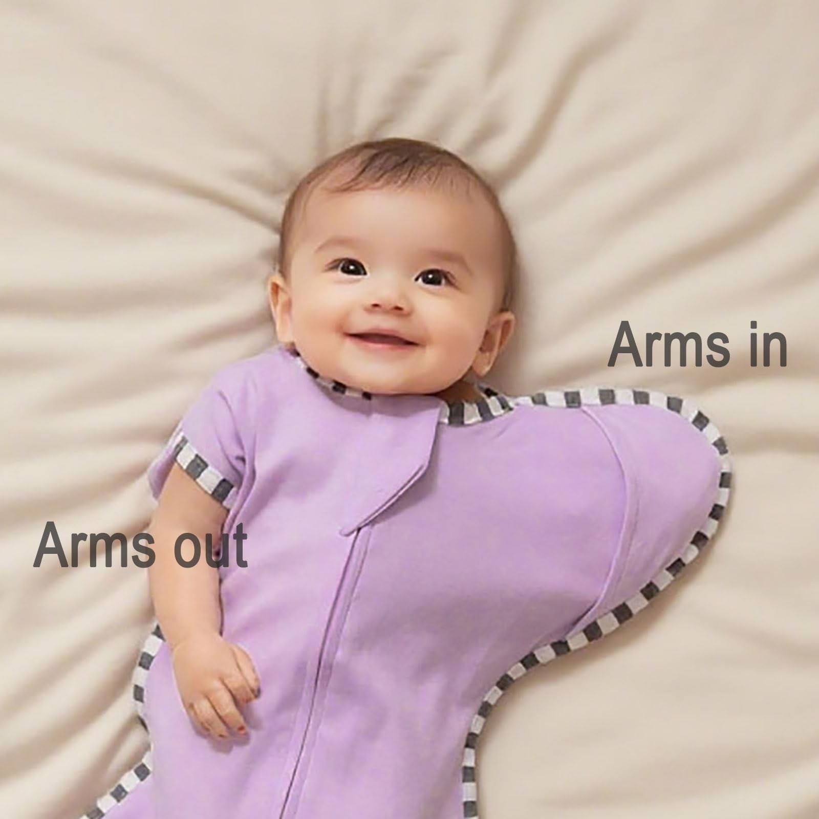 Aullar Transition Swaddle features a two-way zipper for quick diaper changes