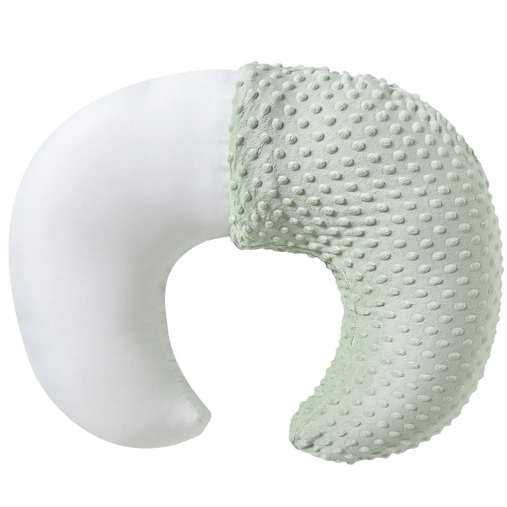 Aullar nursing pillow cover green, front view, for ergonomic feeding comfort.