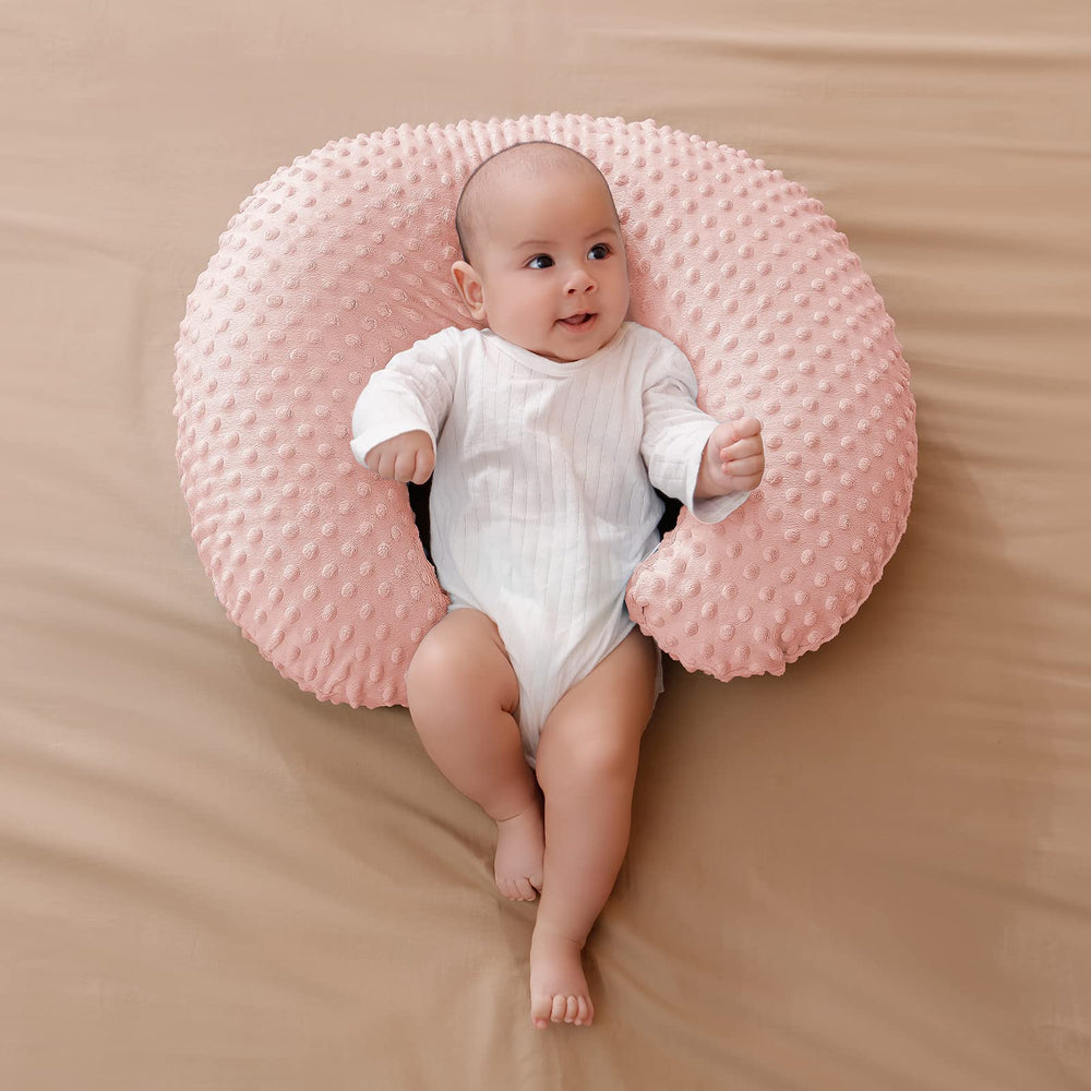 Aullar nursing pillow cover shown as machine washable for easy care.