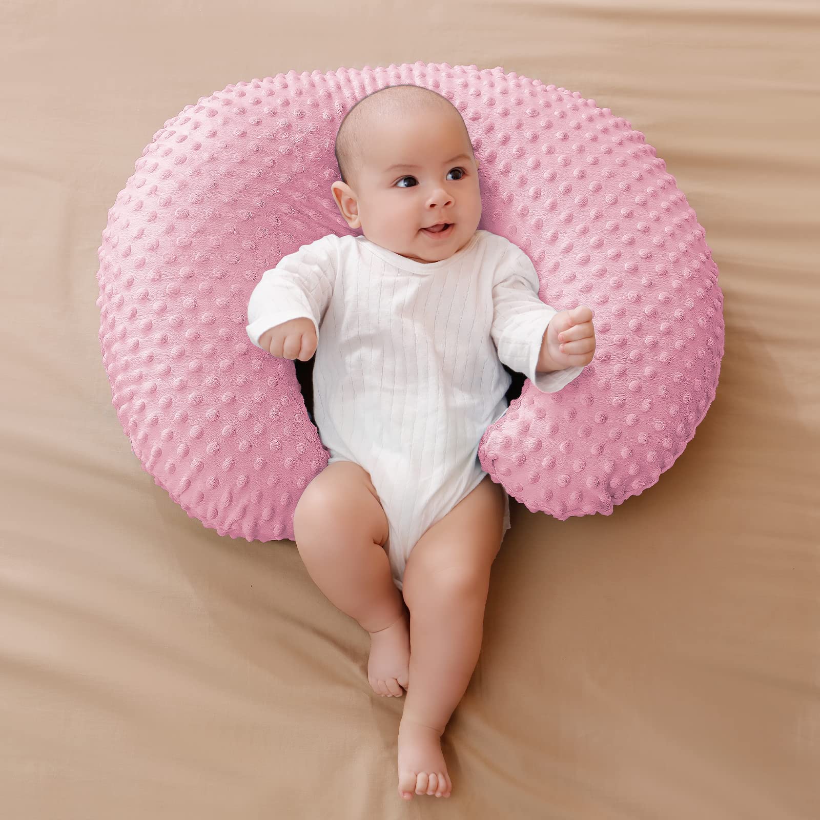 Aullar Nursing Pillow propping baby image shows awake-time support use.