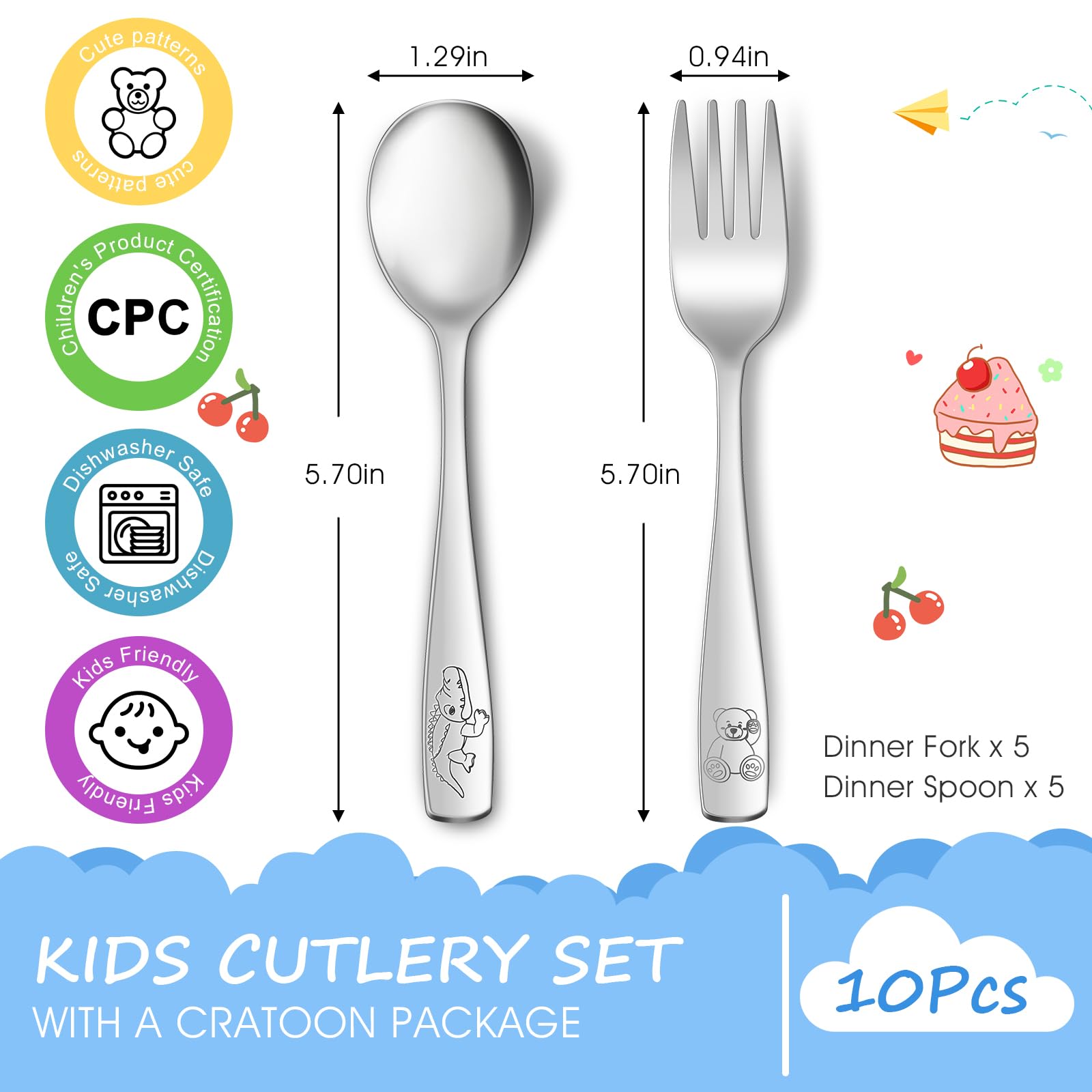 AUOIKK bear forks with kid-friendly grip for confident self-feeding