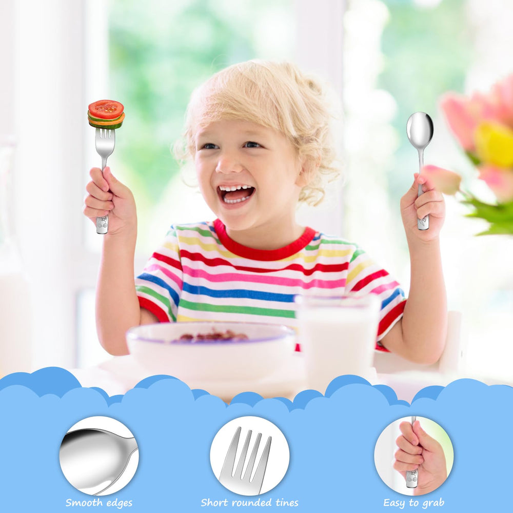 AUOIKK compact toddler flatware fits lunchboxes and travel.