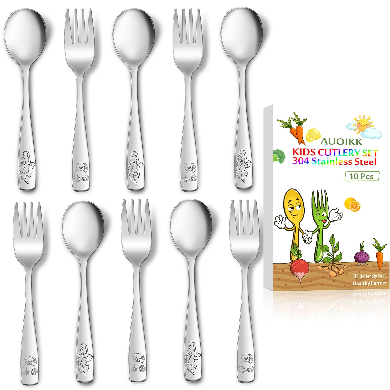 AUOIKK crocodile spoons for toddlers; easy-to-grip utensils that support mealtime independence