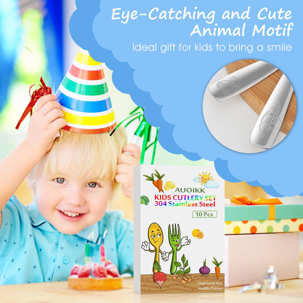 AUOIKK toddler flatware in stainless steel for lasting, safe meals