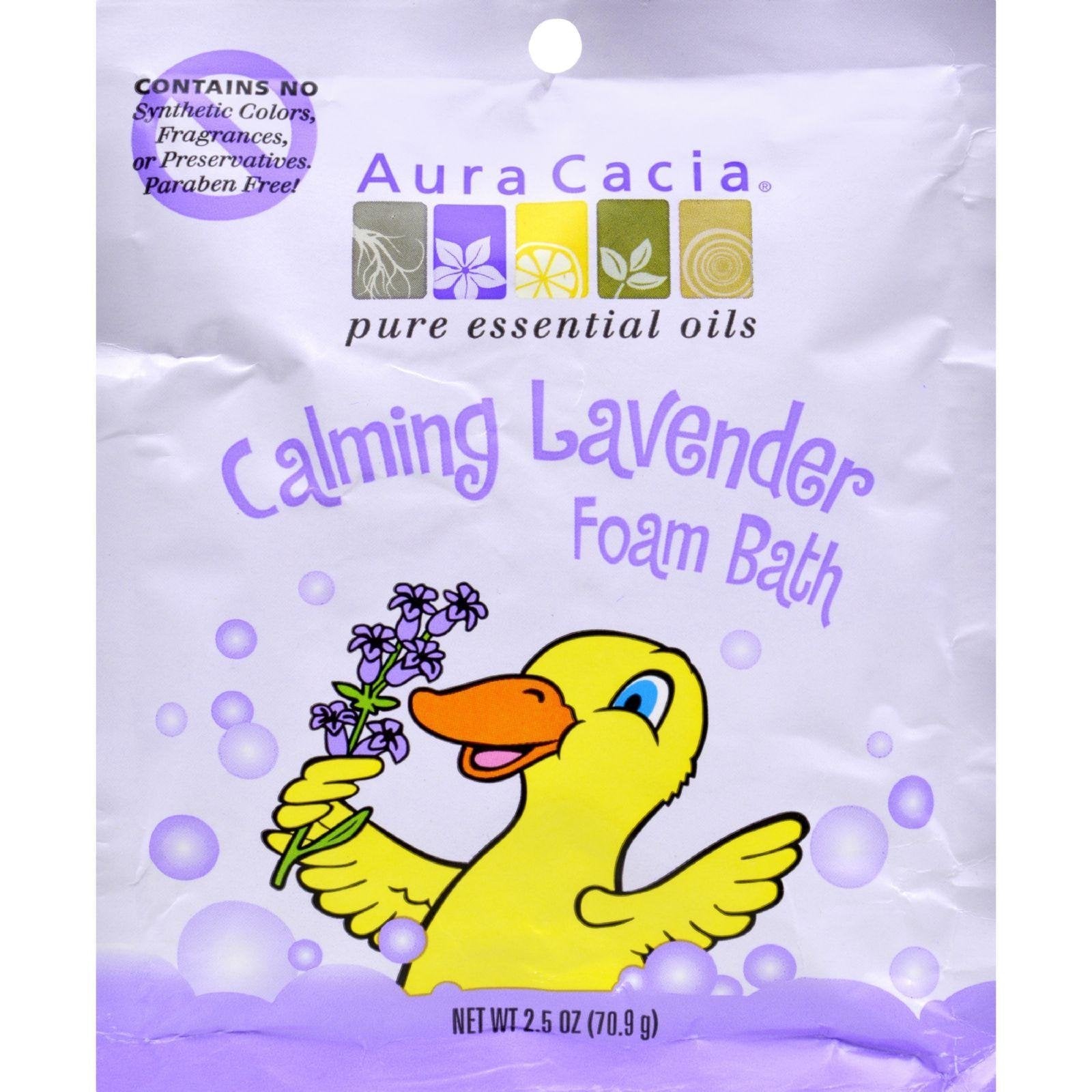Aura Cacia Calming Lavender Kids Foam Bath bottle supports a soothing bedtime routine.