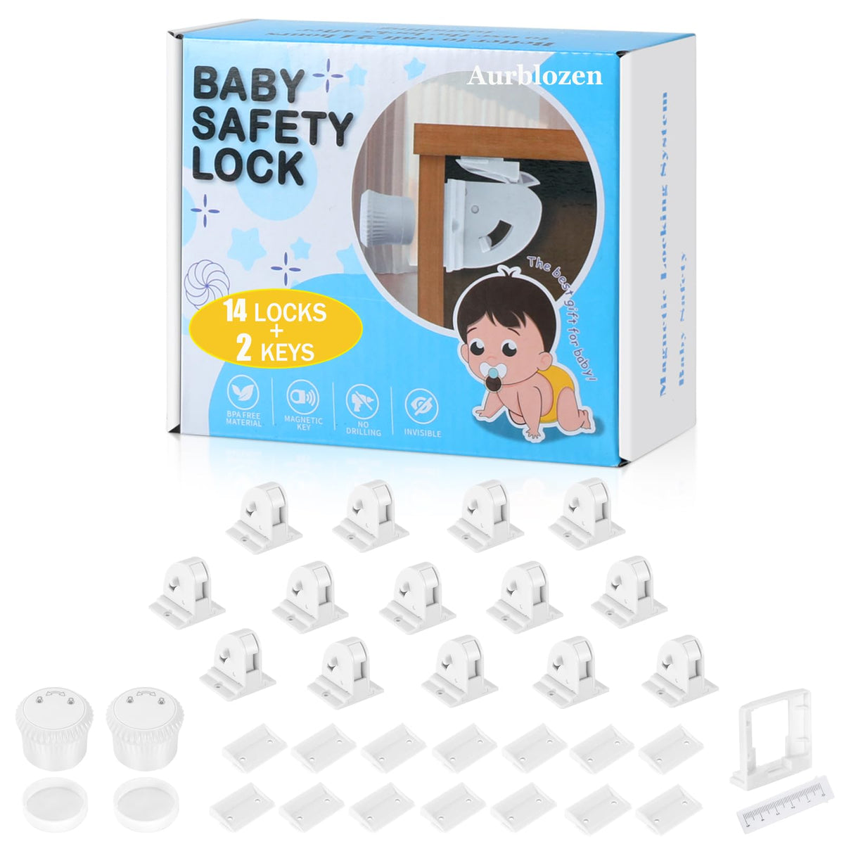 Aurblozen magnetic cabinet lock with invisible design secures a cabinet door