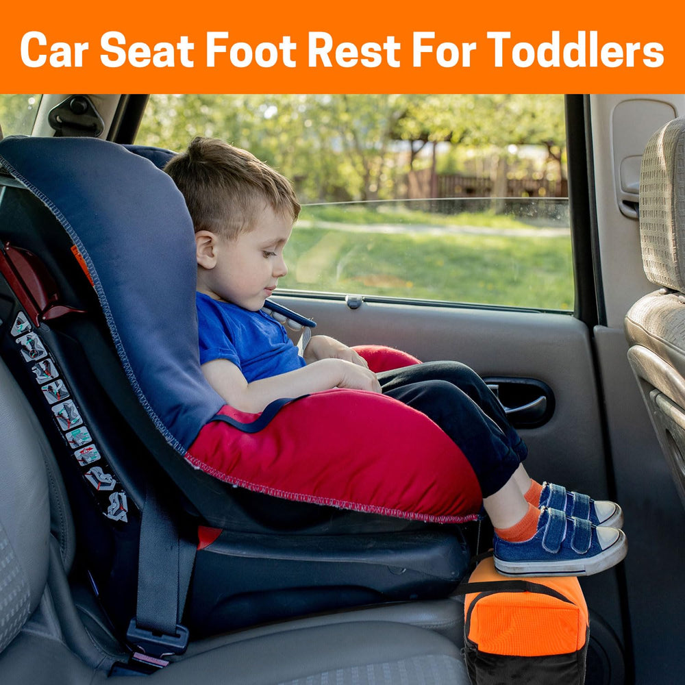 Aurya car seat foot rest easy-hang setup for flexible placement in-car.