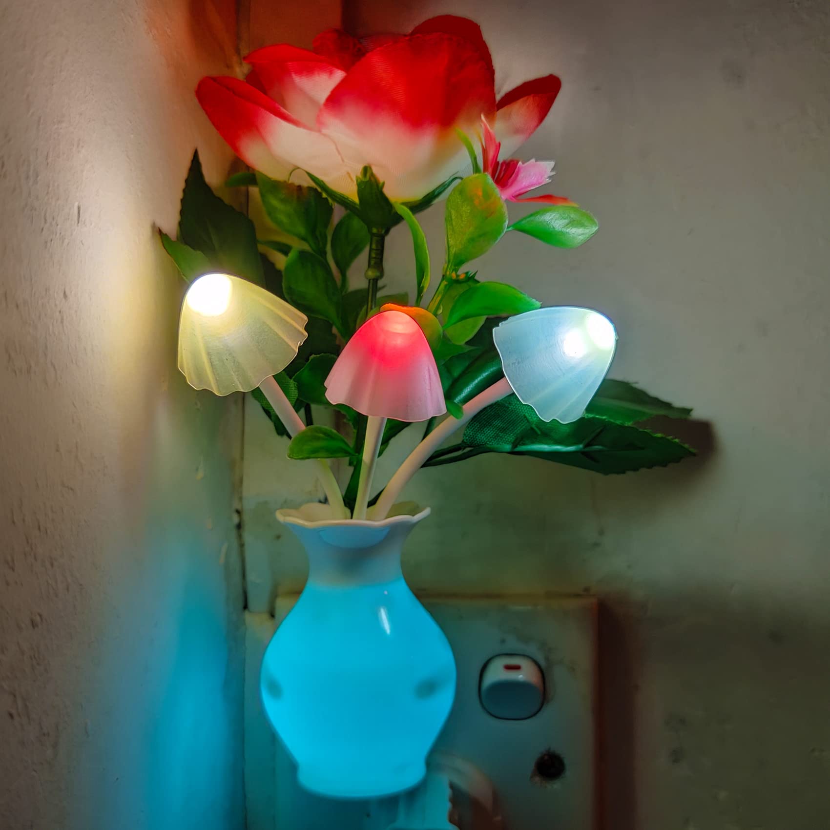 AUSAYE soft-warm night light provides a gentle room glow.