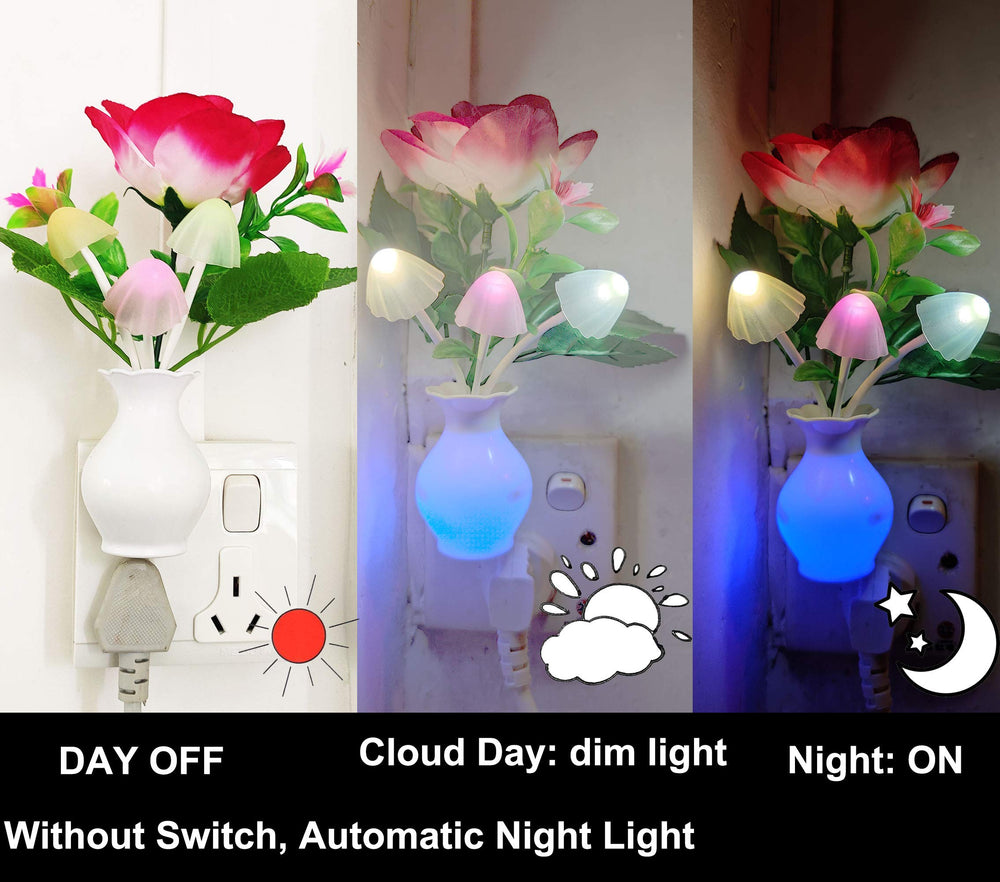 AUSAYE rose-flower night light adds mood with gentle color shifts.