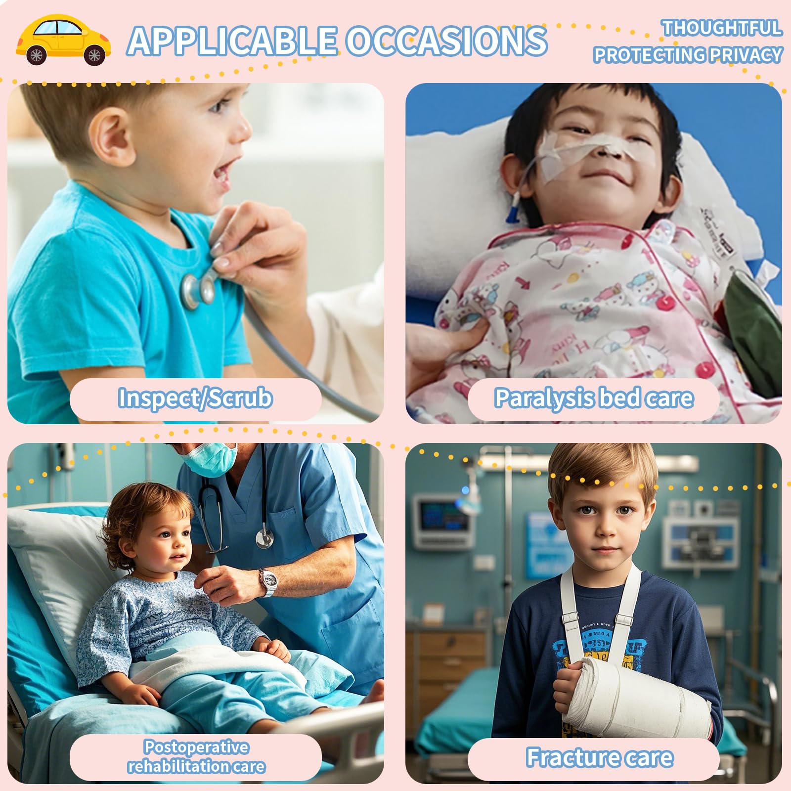 AUSTYLCO bedridden patient set in use demonstrates secure, comfortable wear.