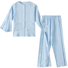 AUSTYLCO Cotton Magic-Stick full-opening blue front view for easy dressing.