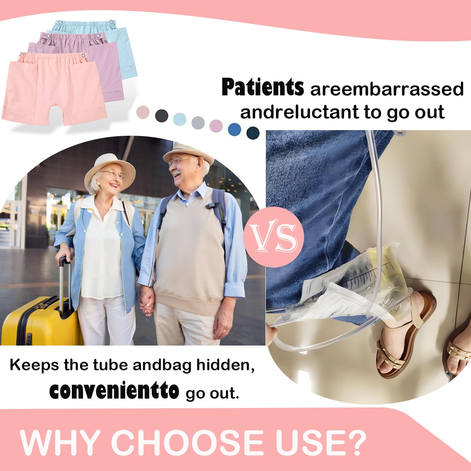 AUSTYLCO urine bag pants worn by a patient for urinary drainage management.