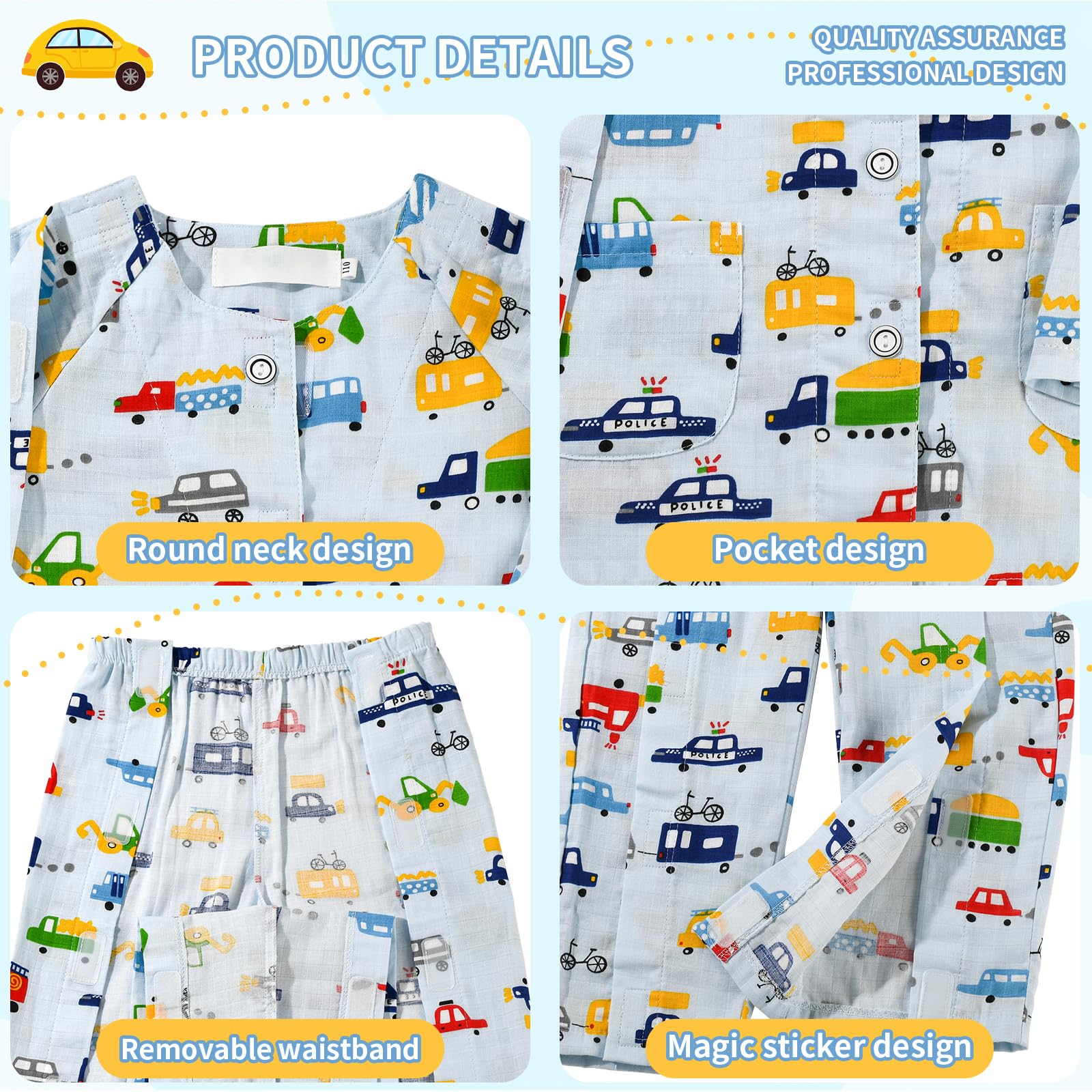AUSTYLCO gown with plaster-access design eases dressing during immobilization.