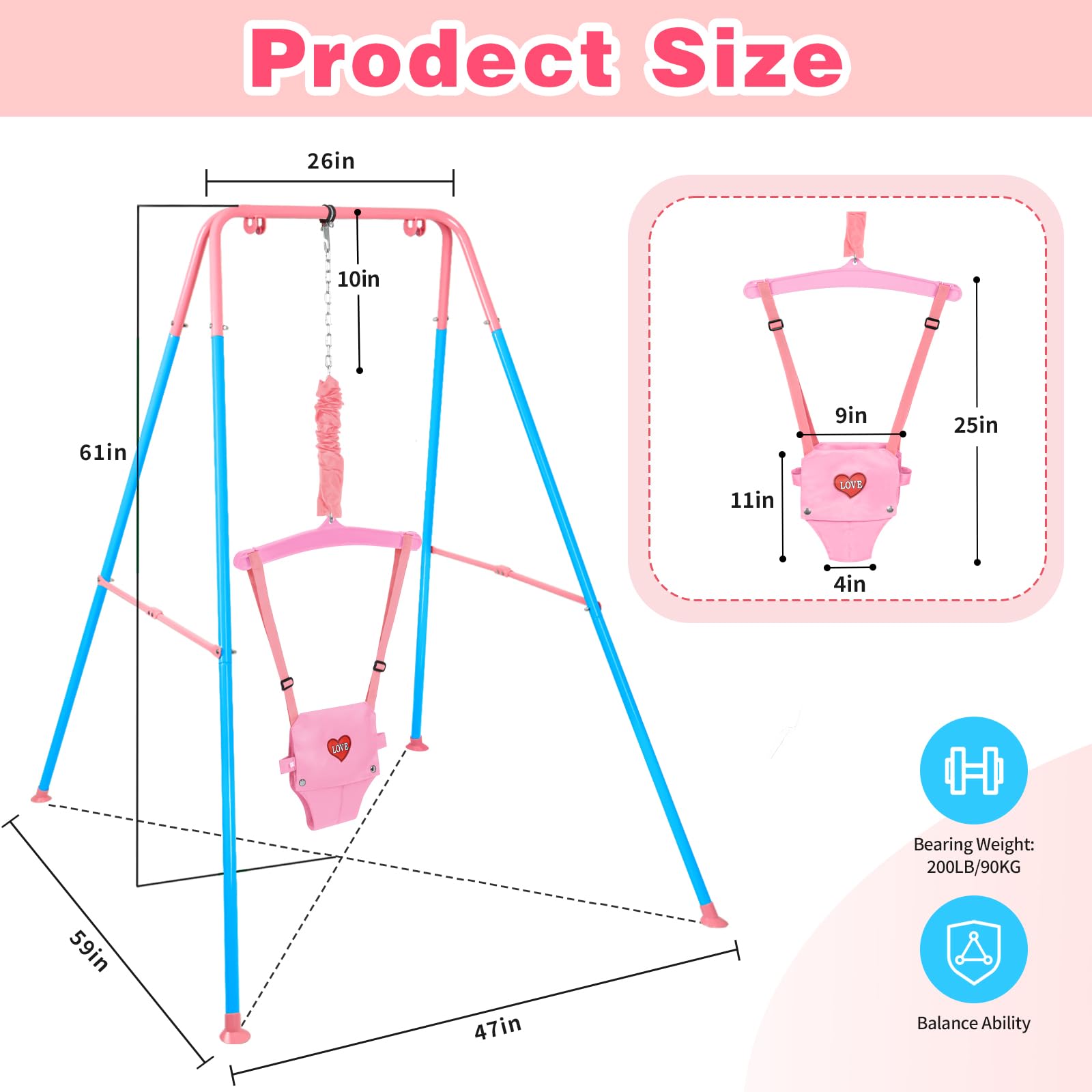 Autokakum baby jumper adjustment strap bluepink demonstrates customizable fit for growing toddlers.