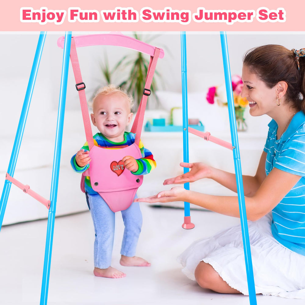 Autokakum baby jumper easy assembly bluepink helps parents set up quickly with kids.