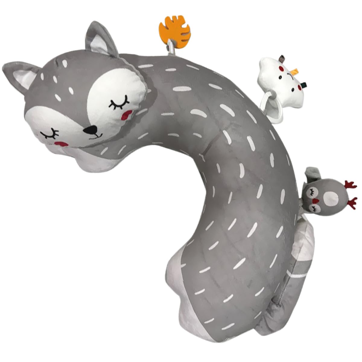 Autumn Bliss Co tummy time pillow gray fox machine washable for easy cleaning.