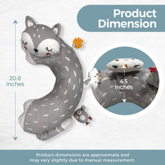 Autumn Bliss Co tummy time pillow gray fox head support promotes neck alignment.