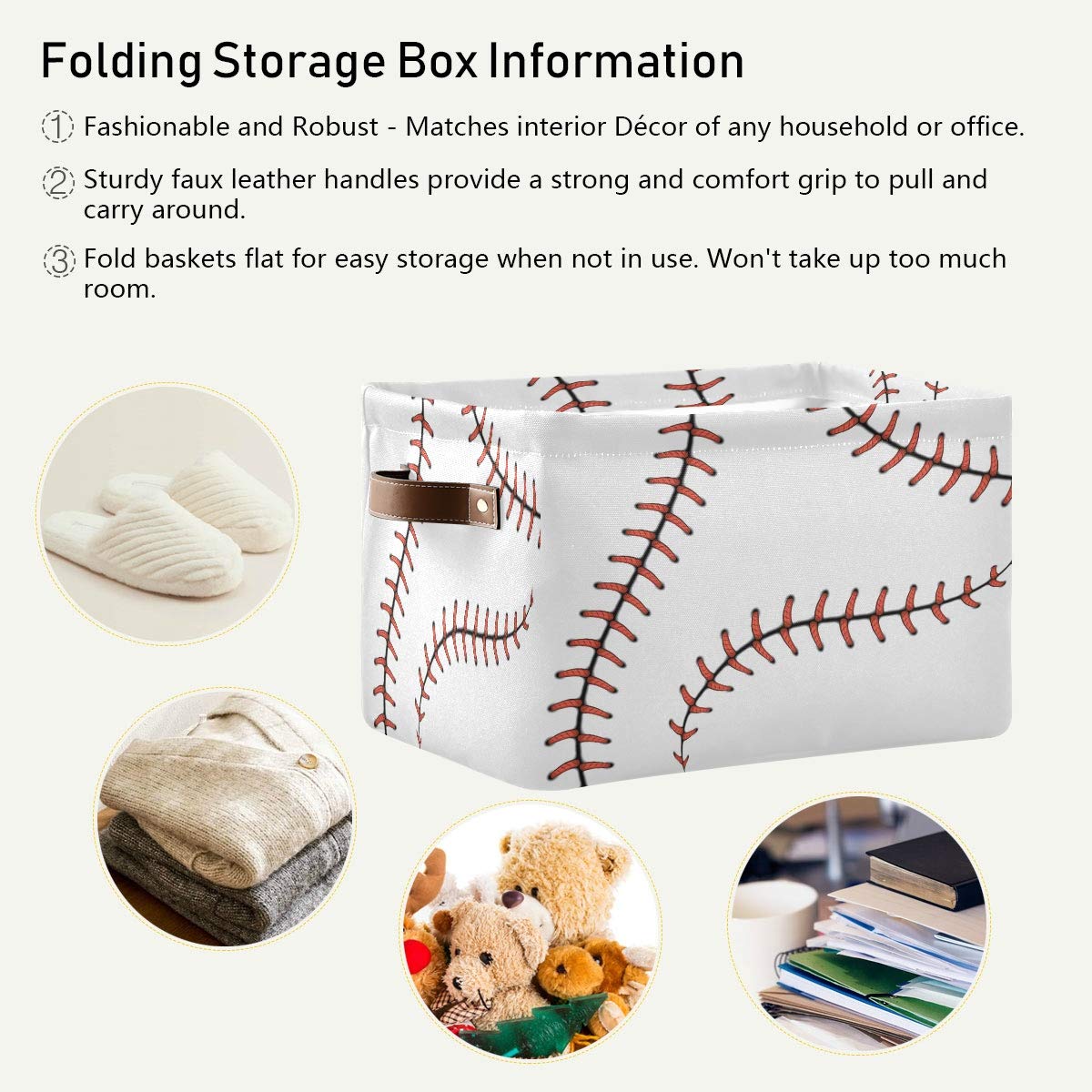 AUUXVA baseball storage basket placed in a kid room setting.