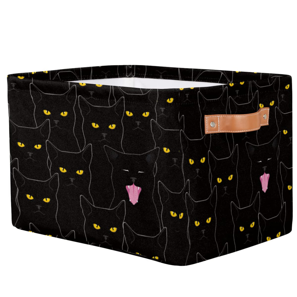 AUUXVA canvas storage bin with leather handles, durable carry on shelves