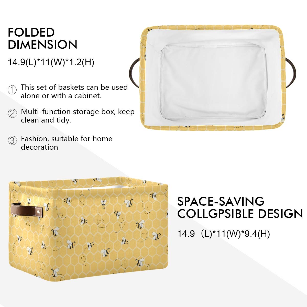 AUUXVA collapsible bin folds flat, saving space when not in use