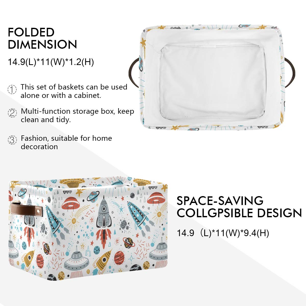 AUUXVA collapsible bin for shelf storage folds flat when not in use.