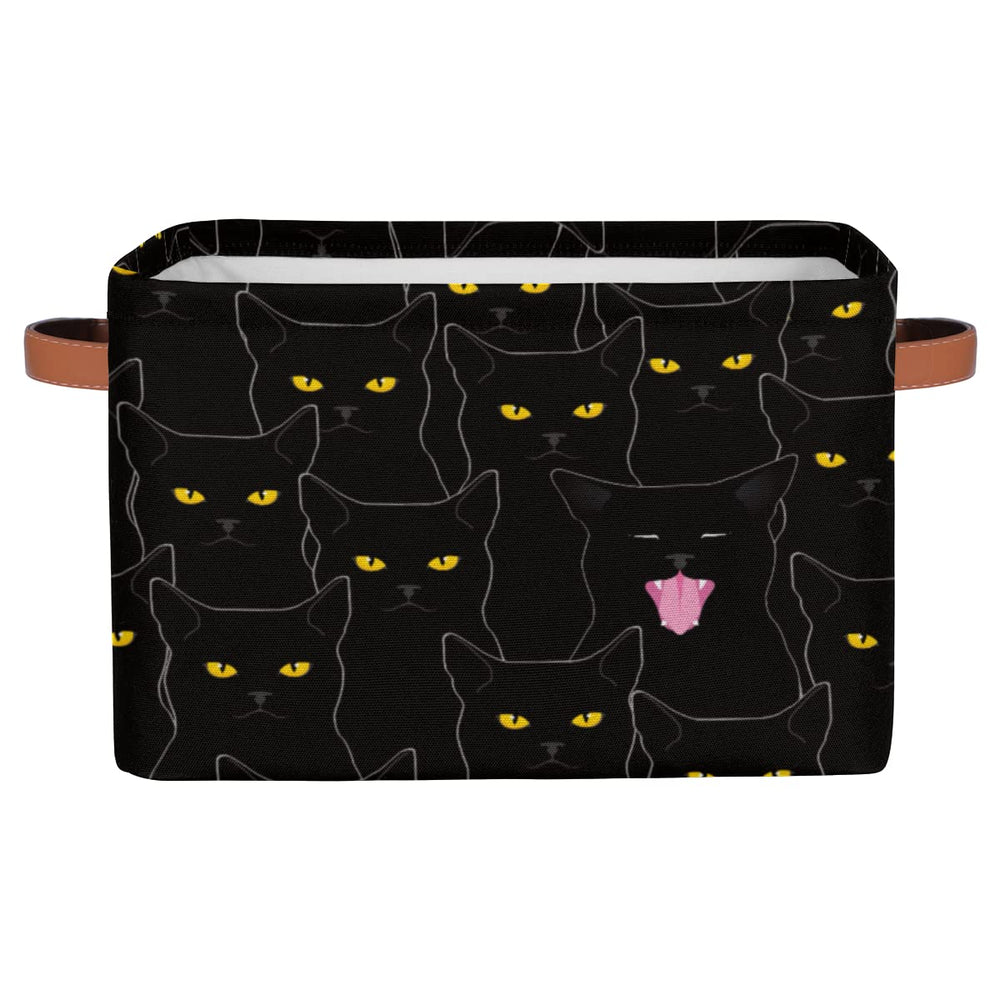 AUUXVA Cute Black Cat storage bin front view for stylish toy and book storage