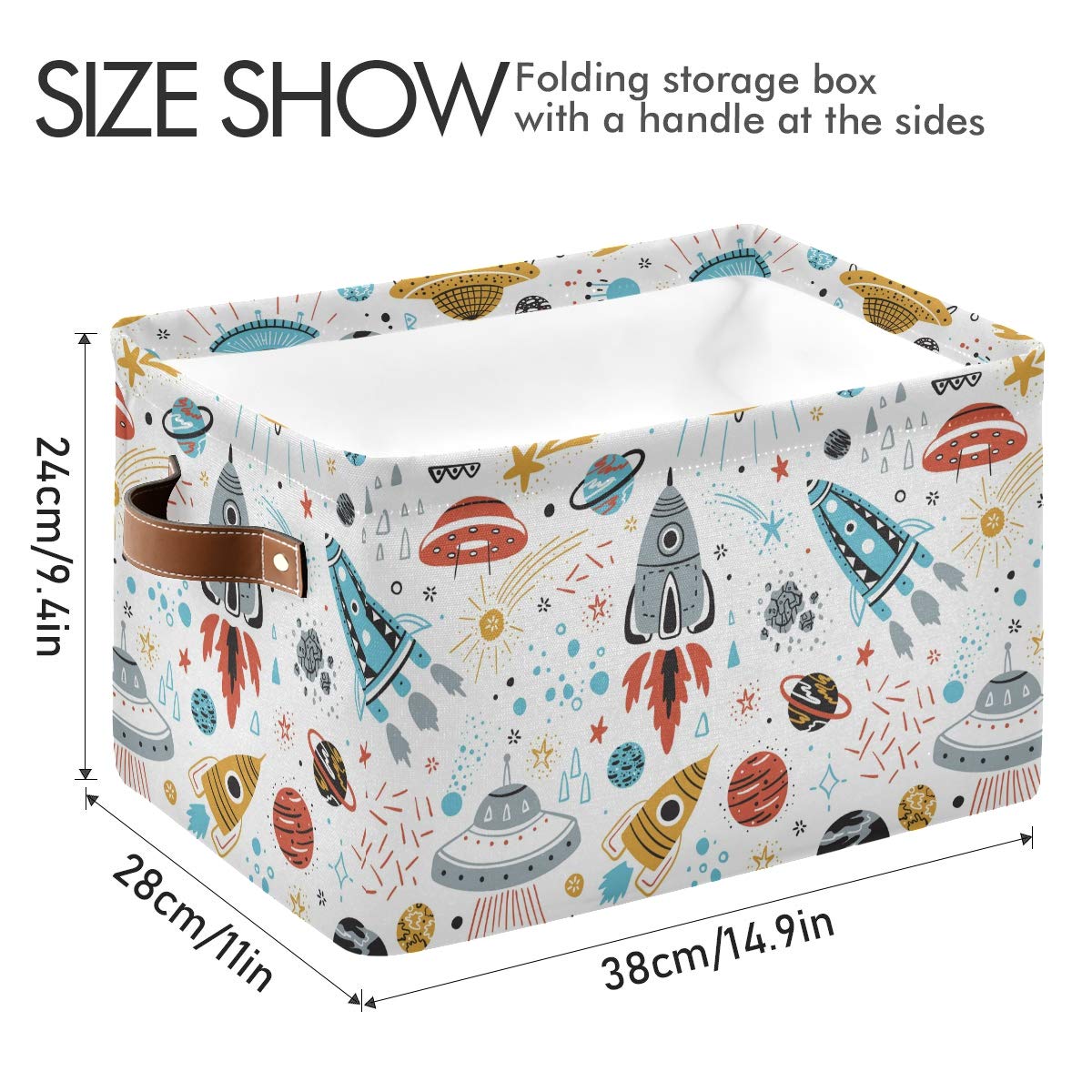 AUUXVA large rectangular basket measures 15 by 11 by 9-5 inches.