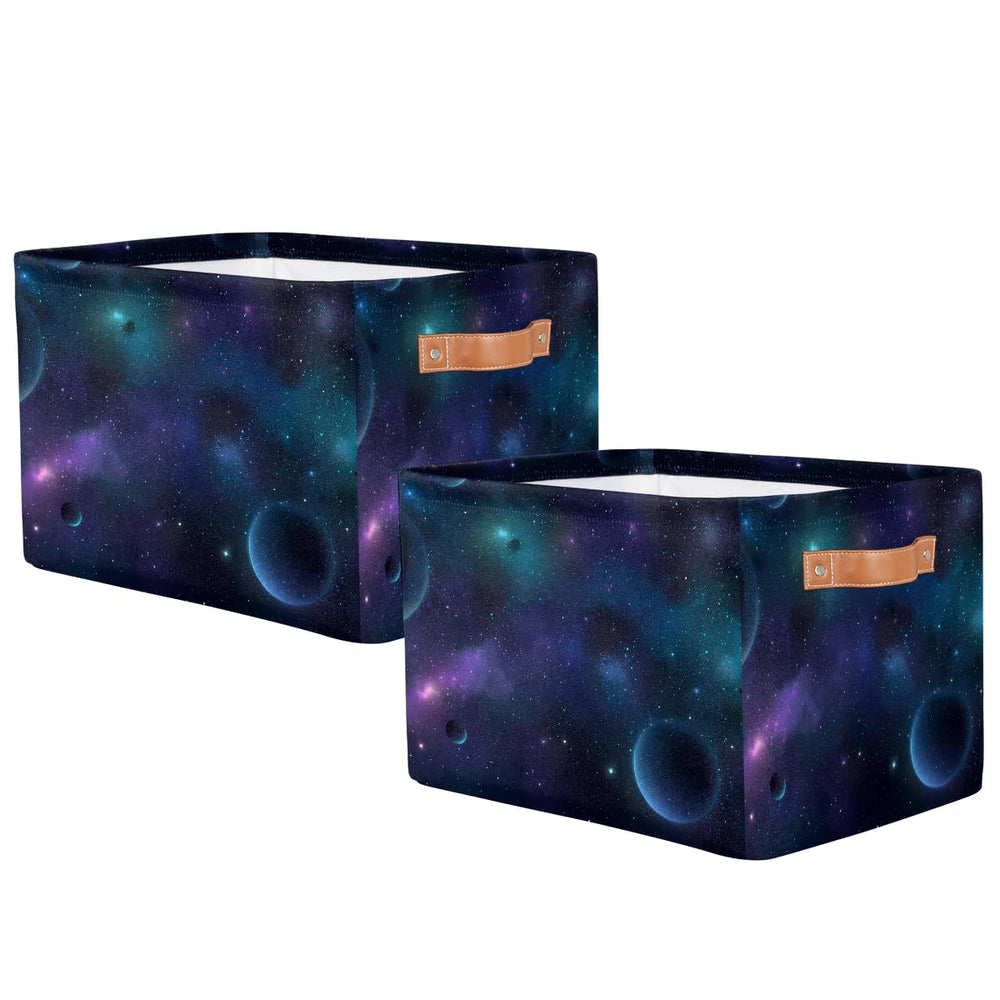 AUUXVA Nebula Galaxy basket side view showing leather handles for portability