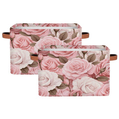 AUUXVA SEULIFE floral rose pink foldable basket keeps rooms tidy and stylish