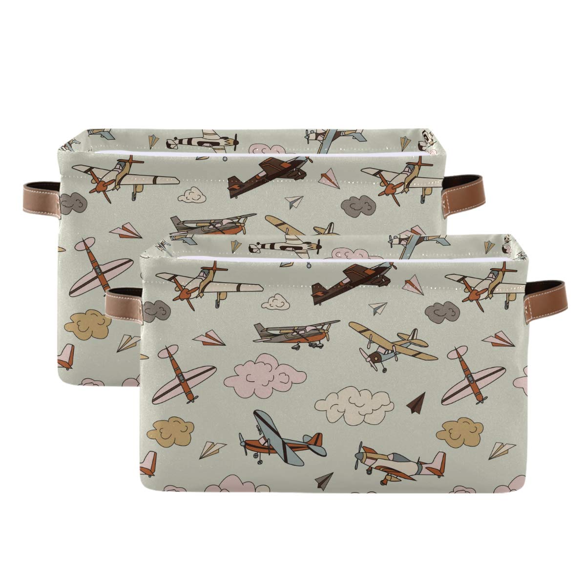 AUUXVA Storage Basket with aircraft design on exterior for stylish organization.
