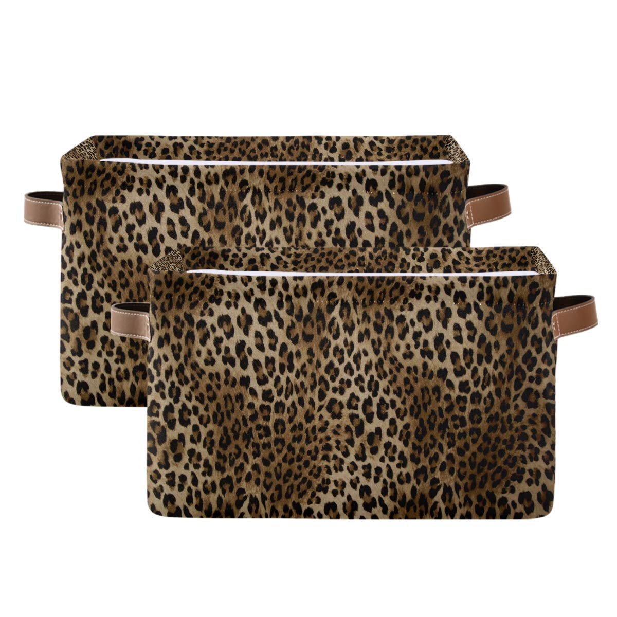 AUUXVA storage basket cube in leopard print for toy organization in a playroom